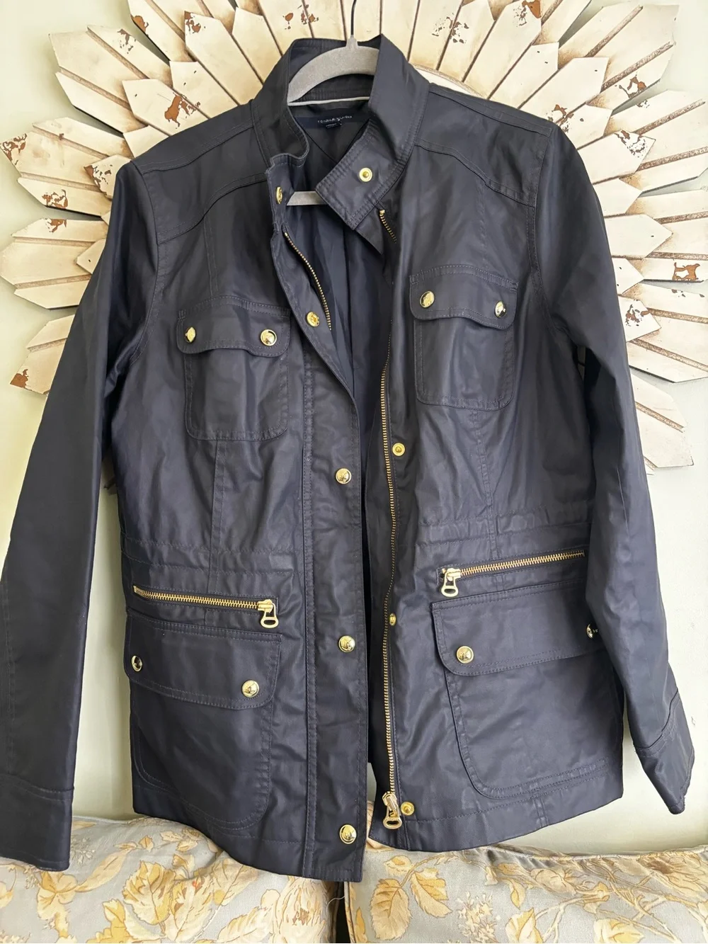 Tommy Hilfiger Navy Utility Field Jacket Gold Hardware Women’s Large